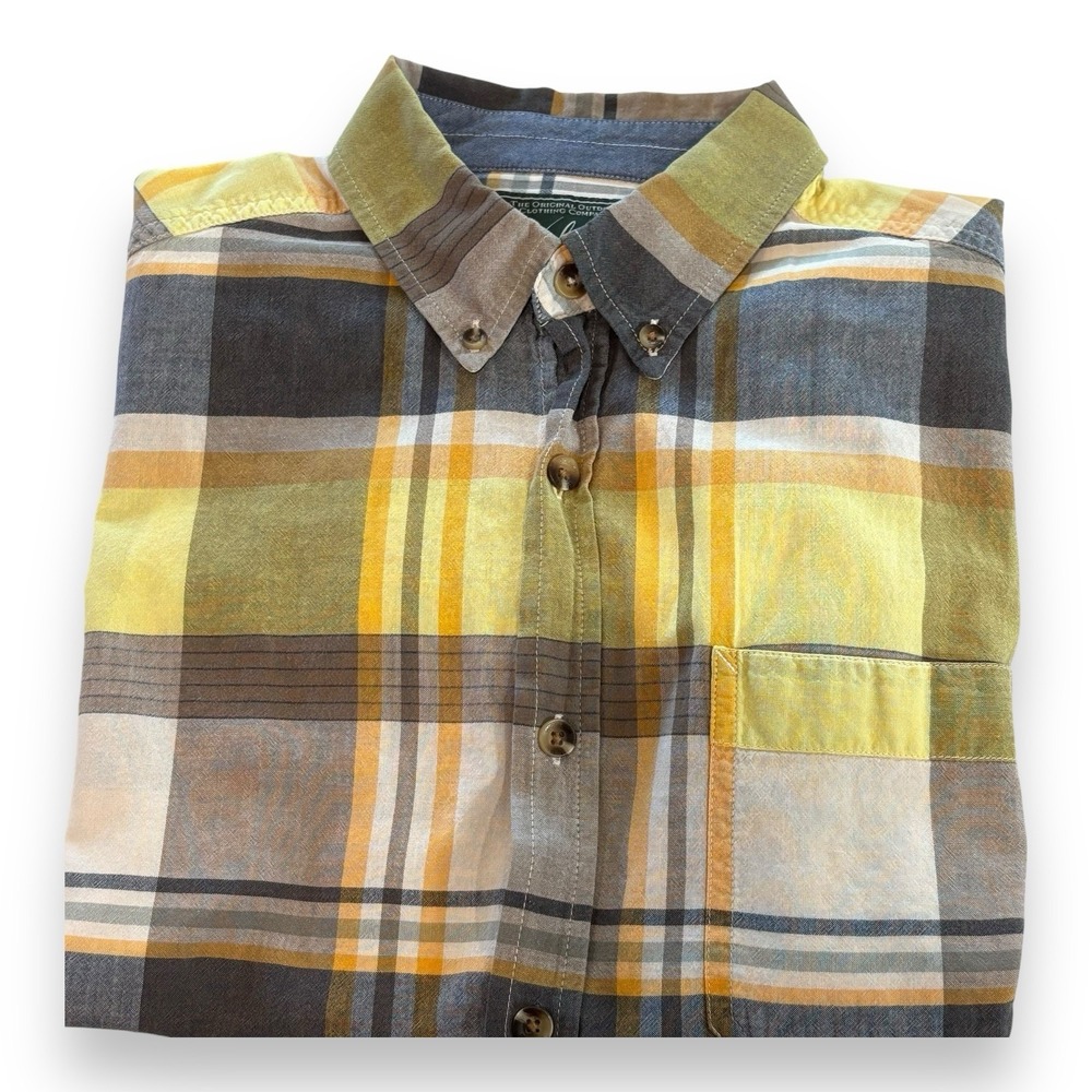 Woolrich Men's Vintage Shirt Button Up Work 100%‎ Cotton Yellow Plaid Sz M